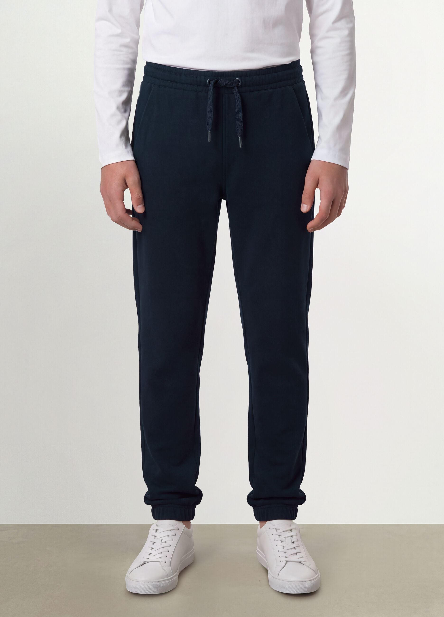 Navy organic cotton joggers with drawstring for boys
