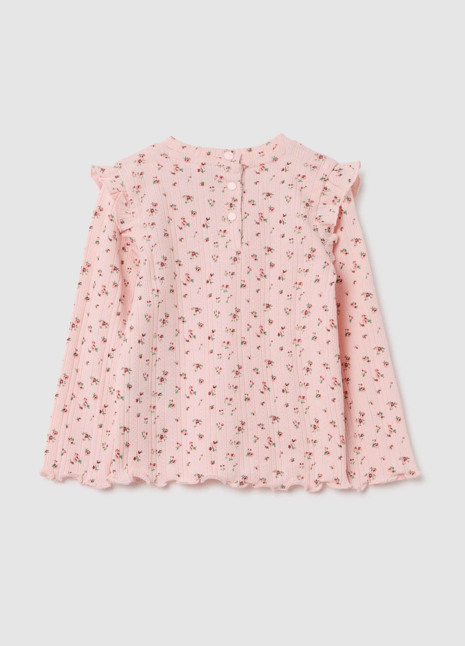 Girls' pink cotton blend t-shirt, regular fit