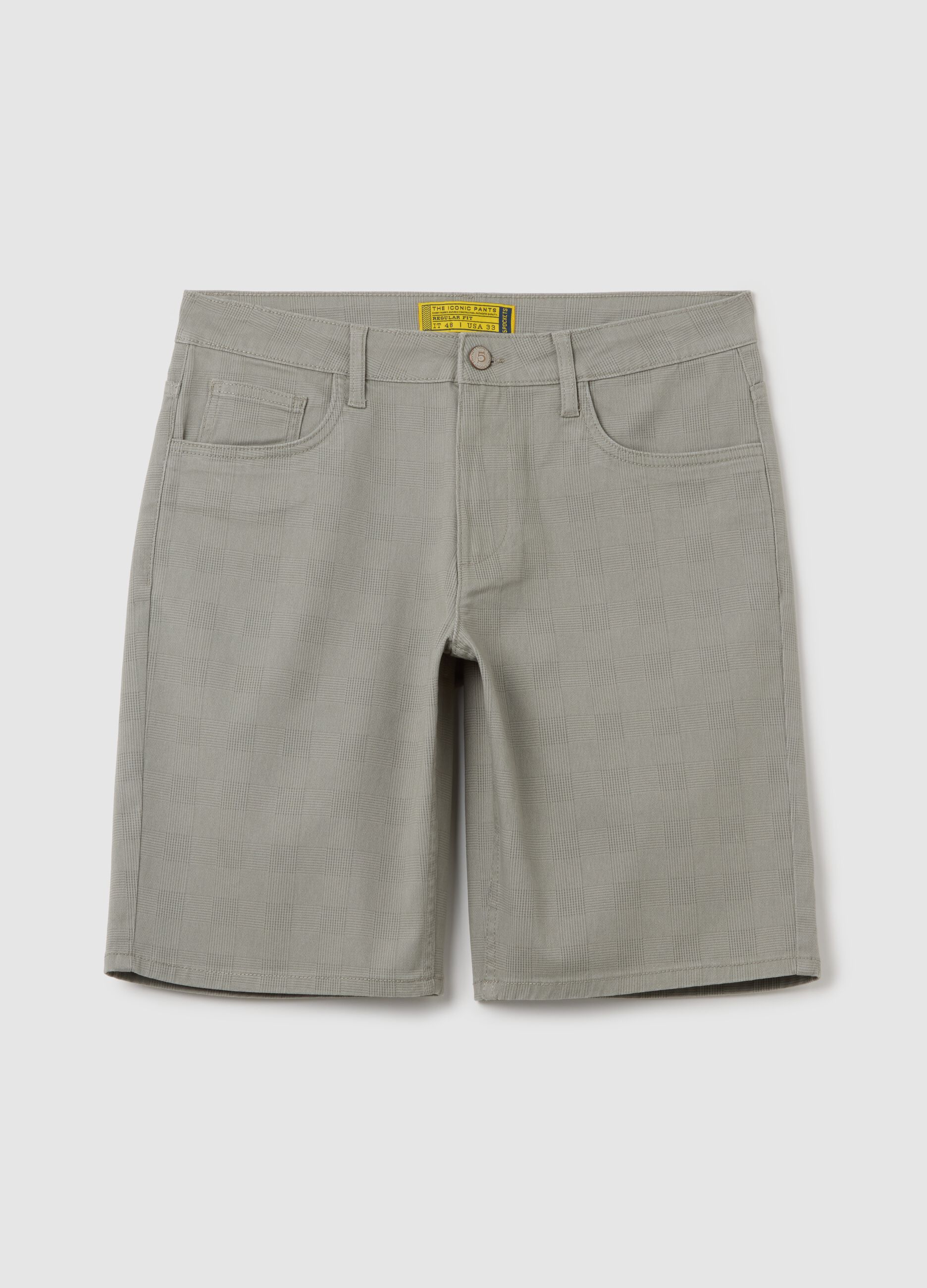 Men's Regular Fit Grey Stretch Cotton Shorts