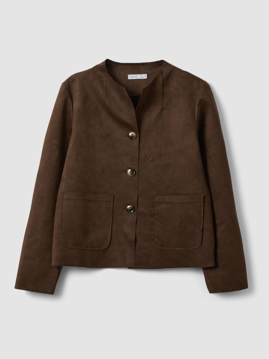 Giacca marrone regular fit con tasche frontali_4