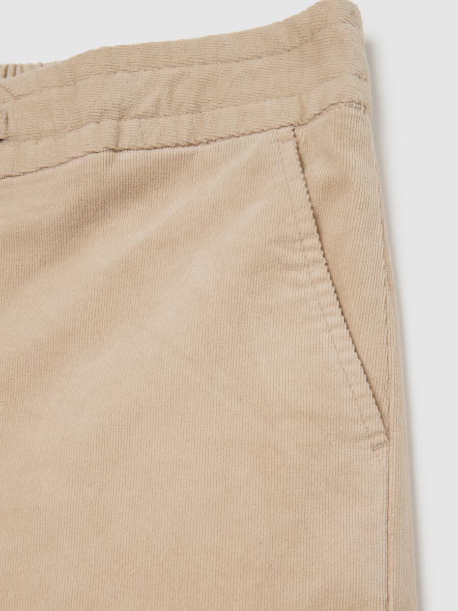 Pantaloni in cotone elasticizzato beige regular fit_5