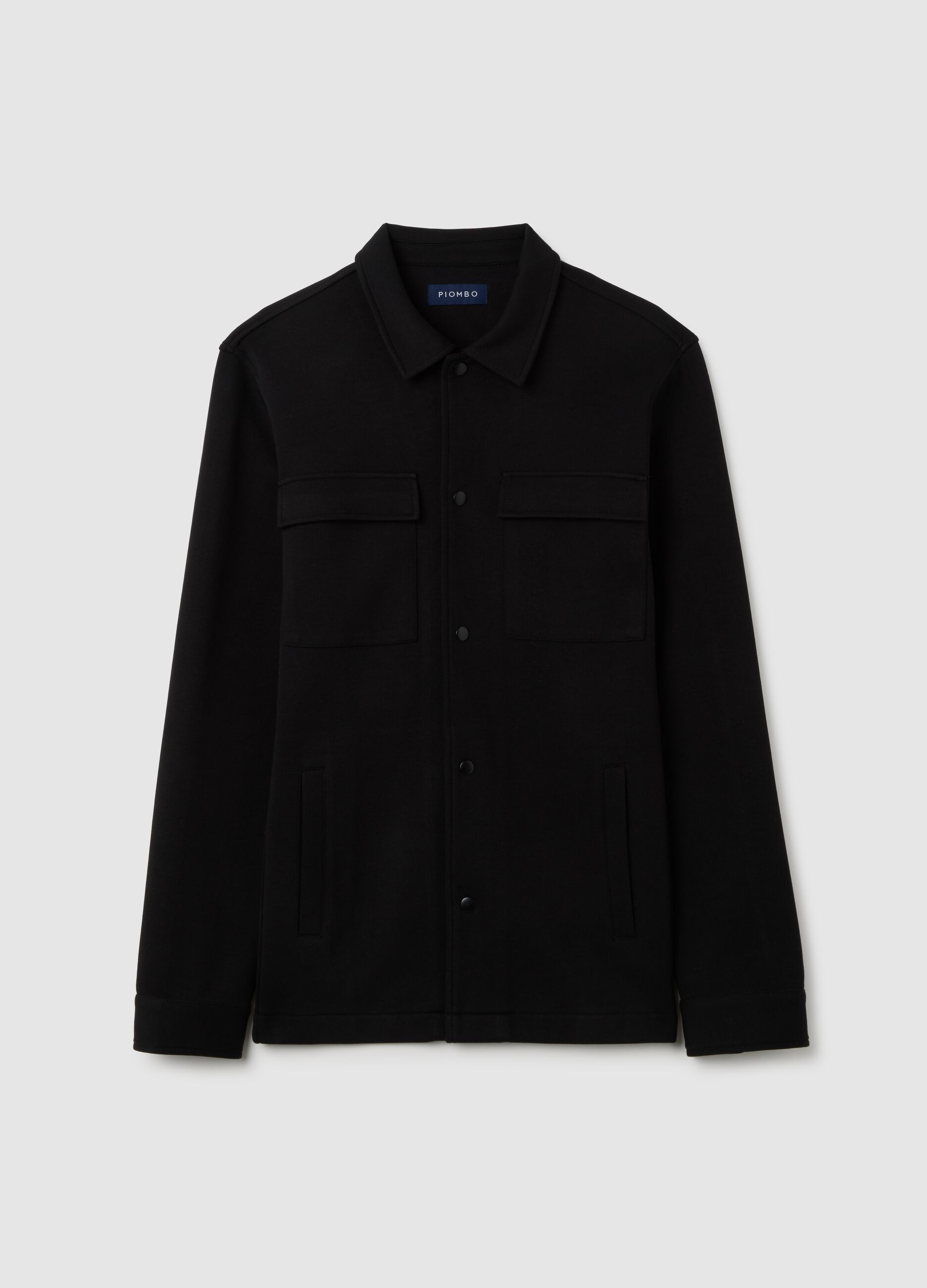Black cotton blend sweatshirt with buttons