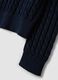 Maglia blu girocollo in puro cotone a trecce regular fit_1