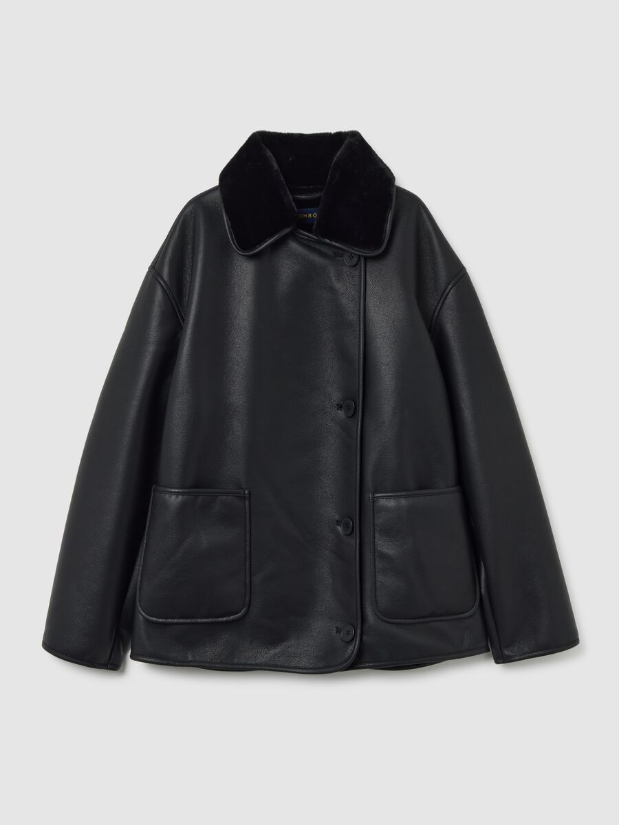 Oversized black jacket with buttons_4