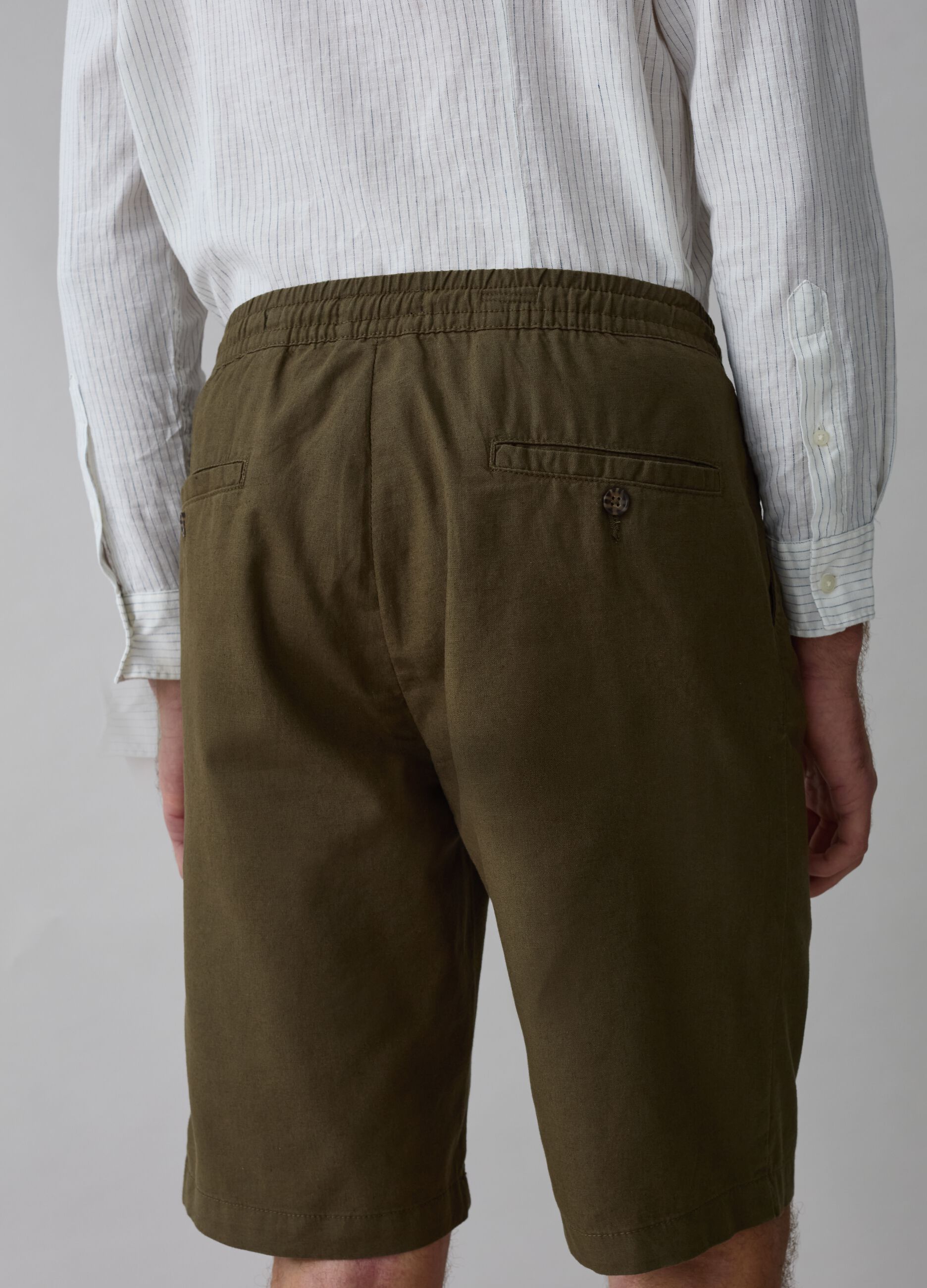 Chino Bermuda shorts in linen and cotton with drawstring