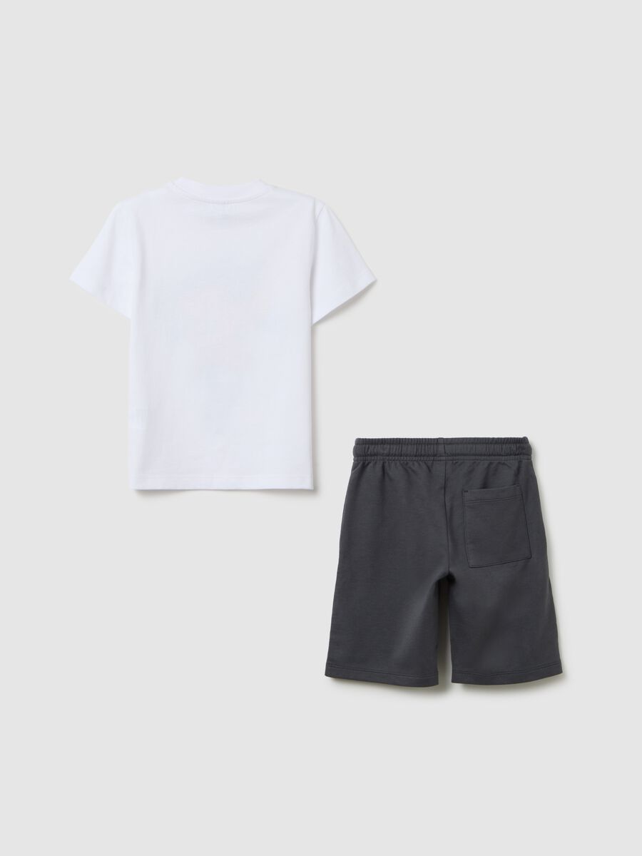 Kids' outfit in pure white and grey cotton regular fit_1