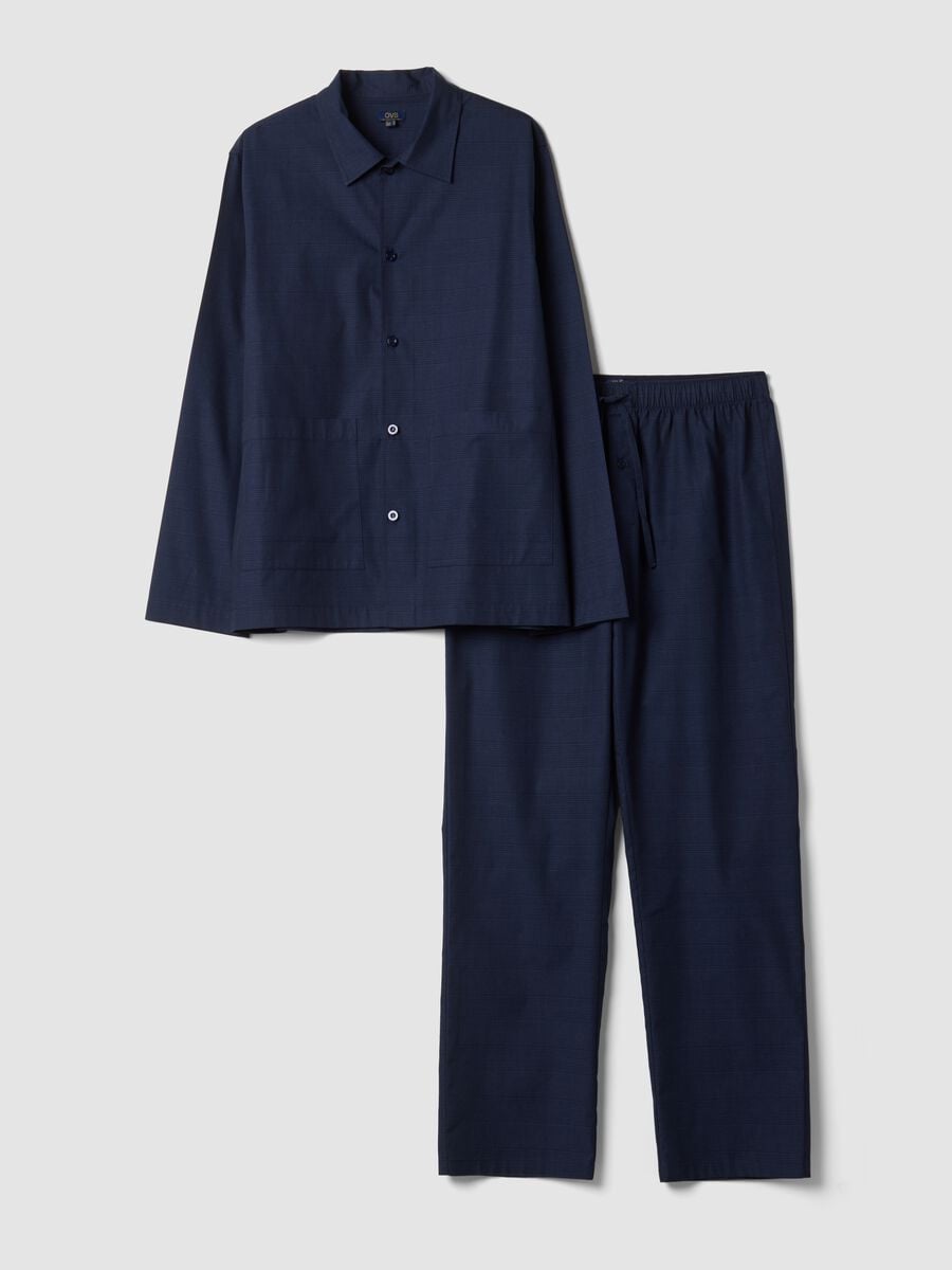 Pigiama blu in puro cotone organico con colletto_4