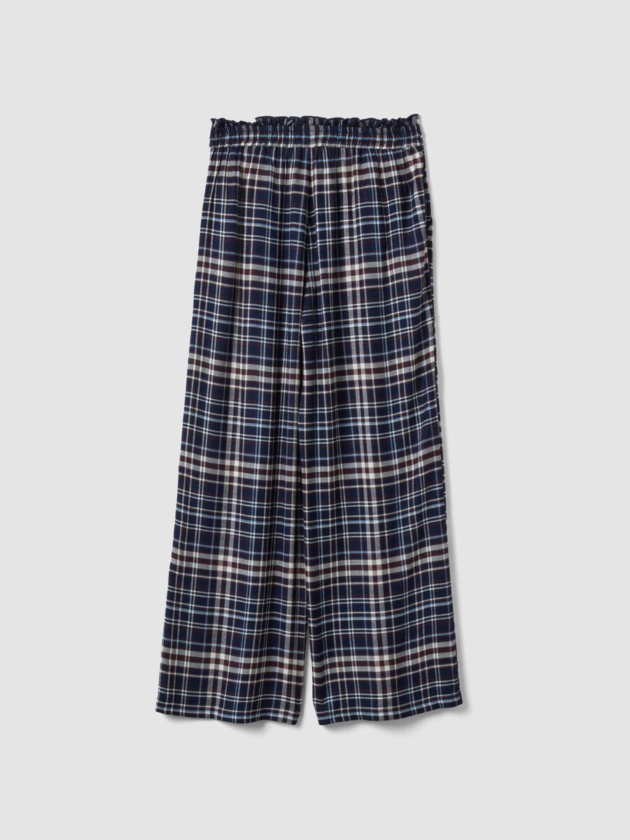 Blue checked pure viscose pyjama trousers_6
