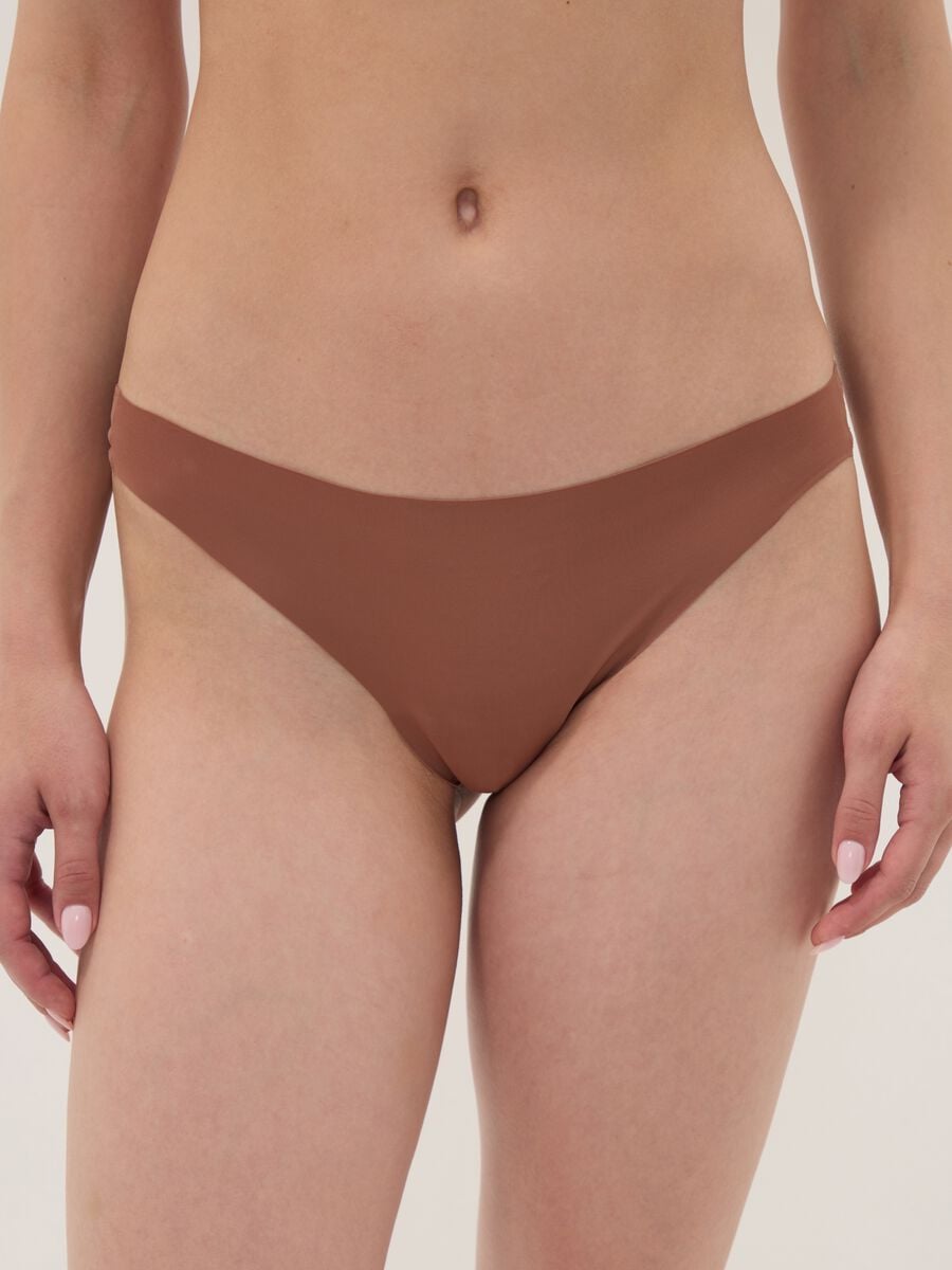 Brown stretch microfibre Brazilian briefs_1
