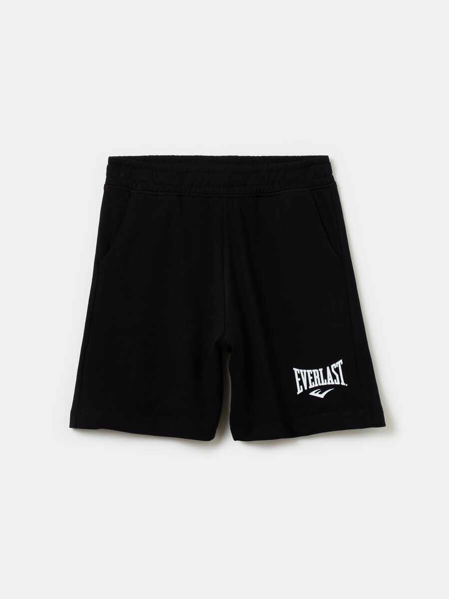 Shorts in cotone con stampa logo_0