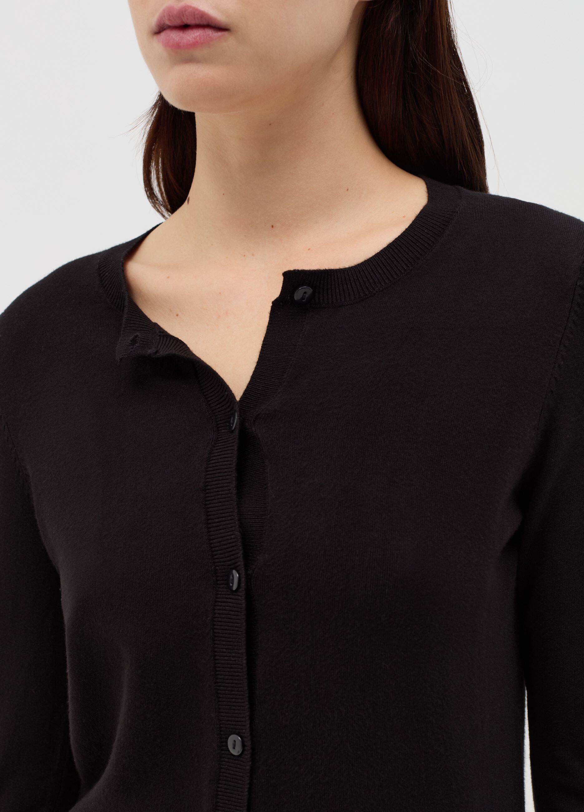 Cardigan with round neckline