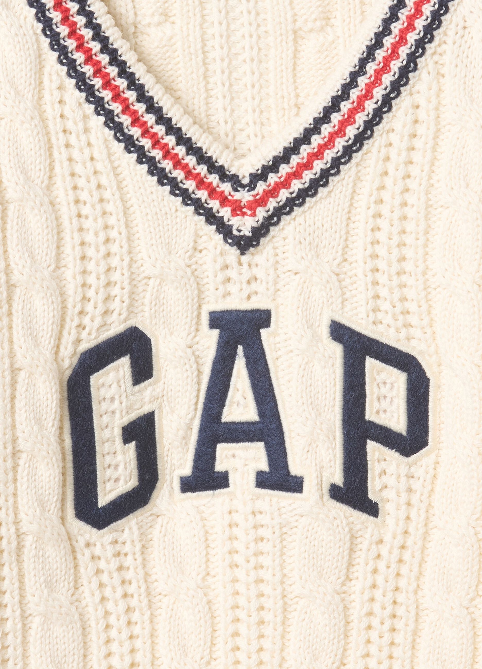 White V-neck Cotton Sweater GAP Kids