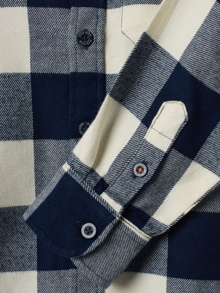 Camicia blu e bianca a quadri in puro cotone_3