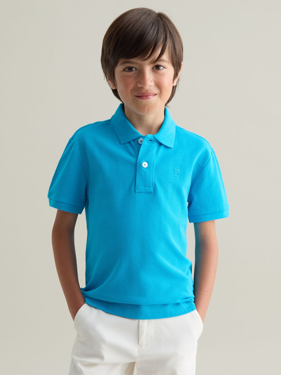 Light Blue Short Sleeve Cotton Polo_0