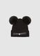 Black Hat with Ear-Shaped Pom-Poms_0