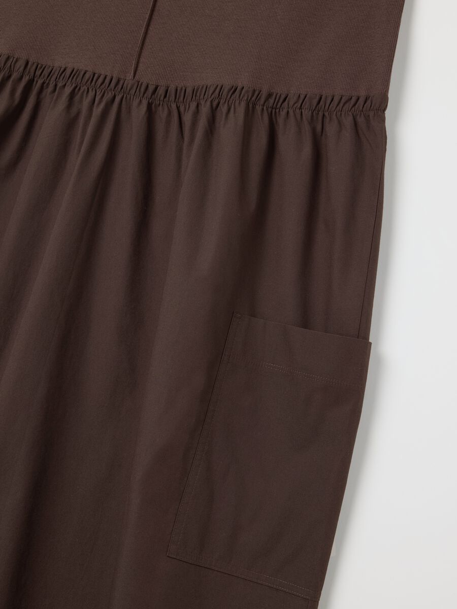 Long sleeveless brown dress in stretchy cotton_5