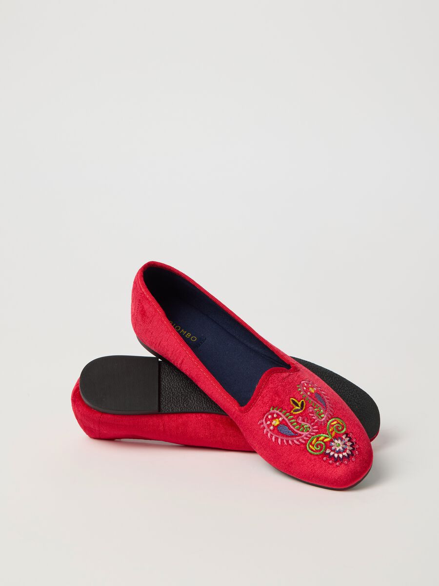 Velvet slipper shoes with embroidery_2