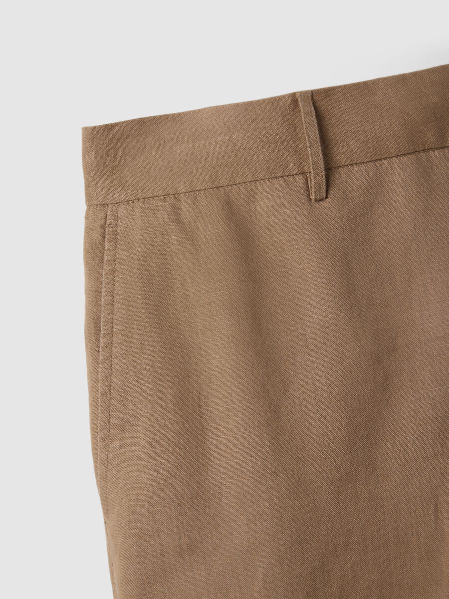 Bermuda in puro lino marroni regular fit_5