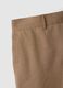 Regular Fit Brown Pure Linen Bermuda Shorts_5