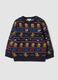 Blue crew-neck jacquard knit jumper, regular fit_0