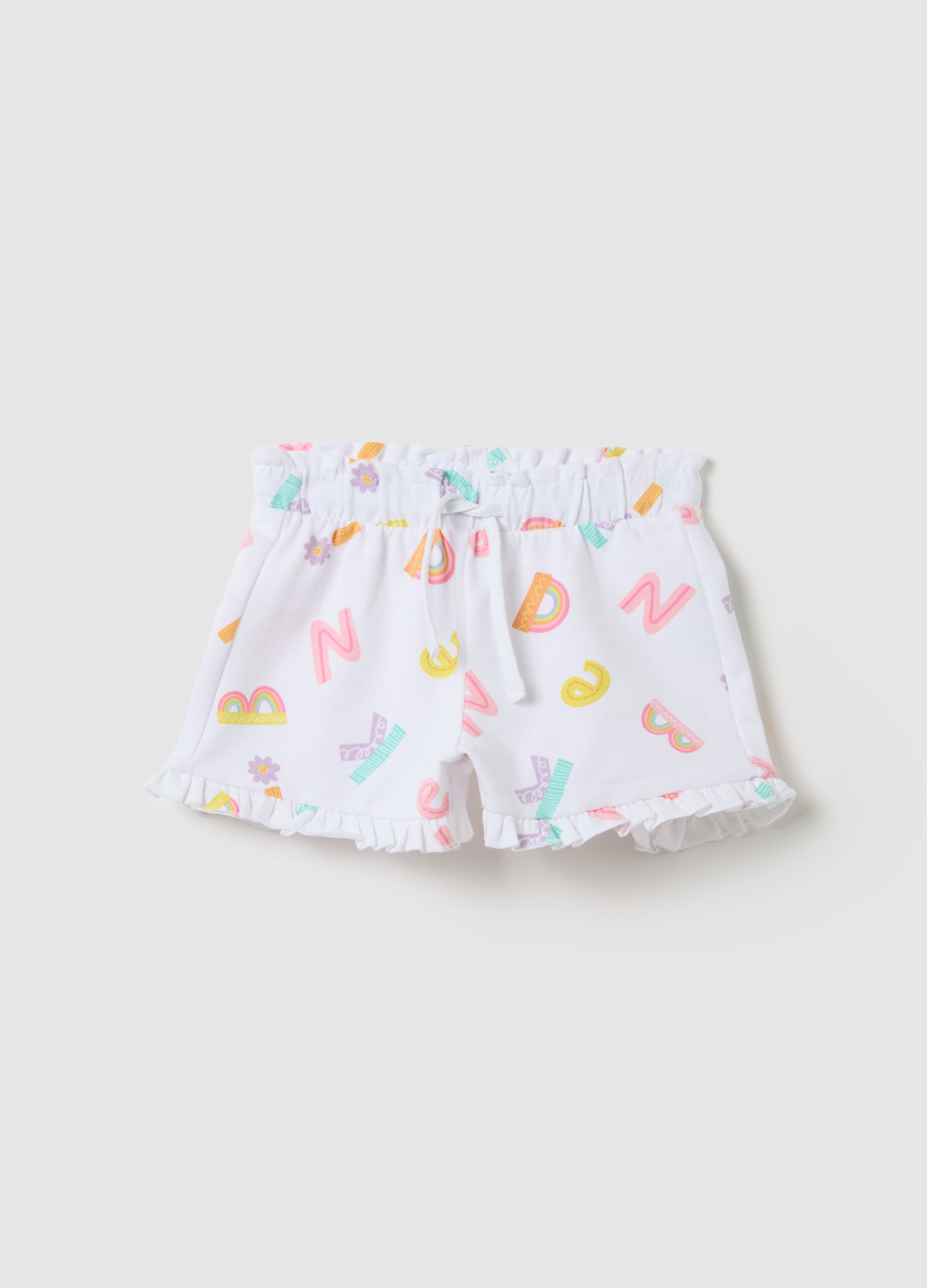 Shorts da bambina in cotone elasticizzato multicolor regular fit