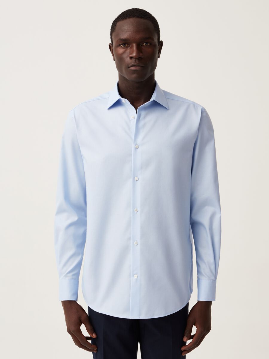 Regular-fit no-iron shirt in cotton pique_1