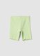Green ribbed stretch-cotton shorts for baby girls, regular fit_0