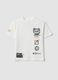 White oversized pure cotton T-shirt with graphic print for boys_0
