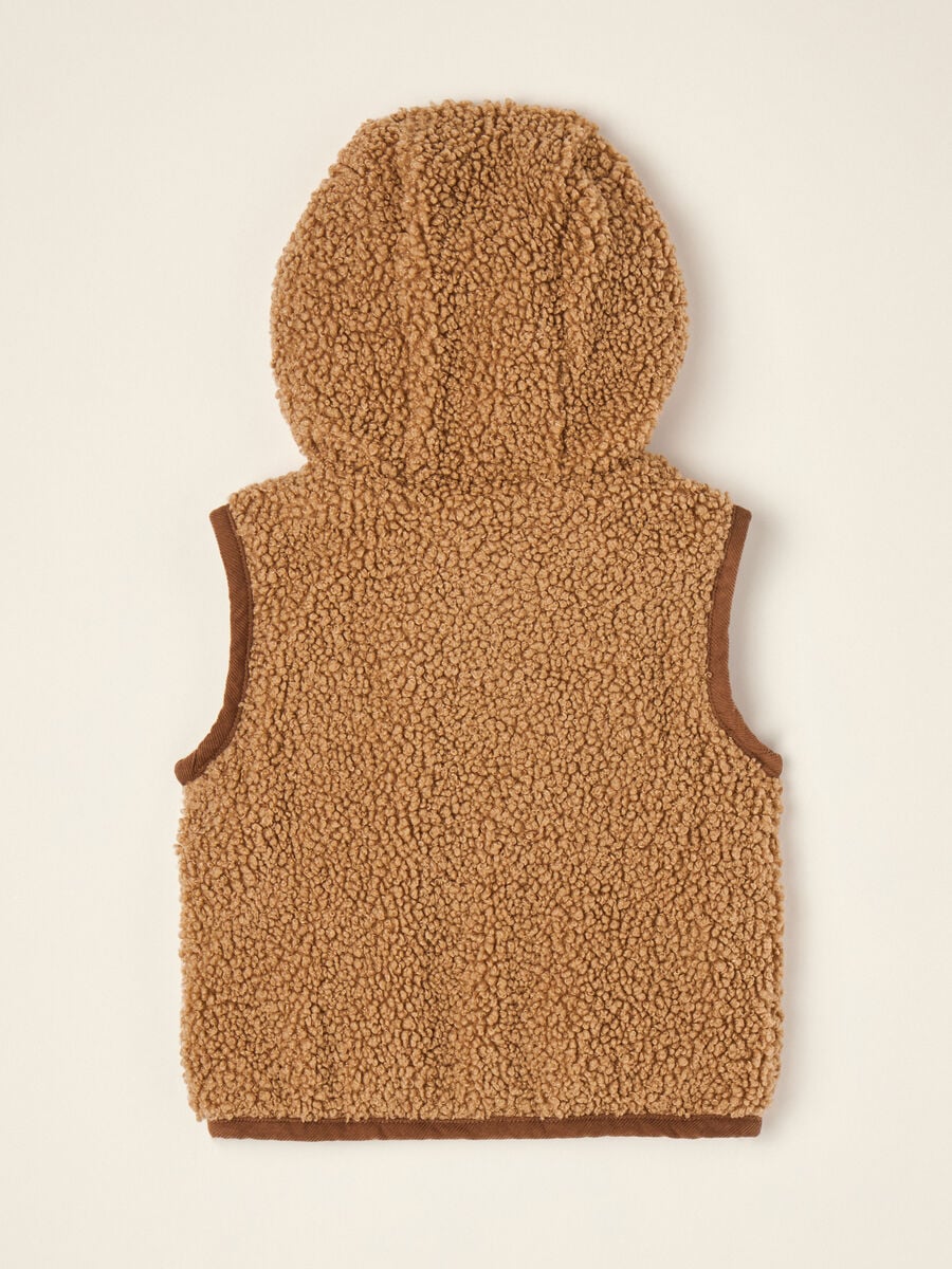 Brown teddy-effect hooded gilet_2
