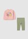 Regular fit pink cotton outfit for girls_0