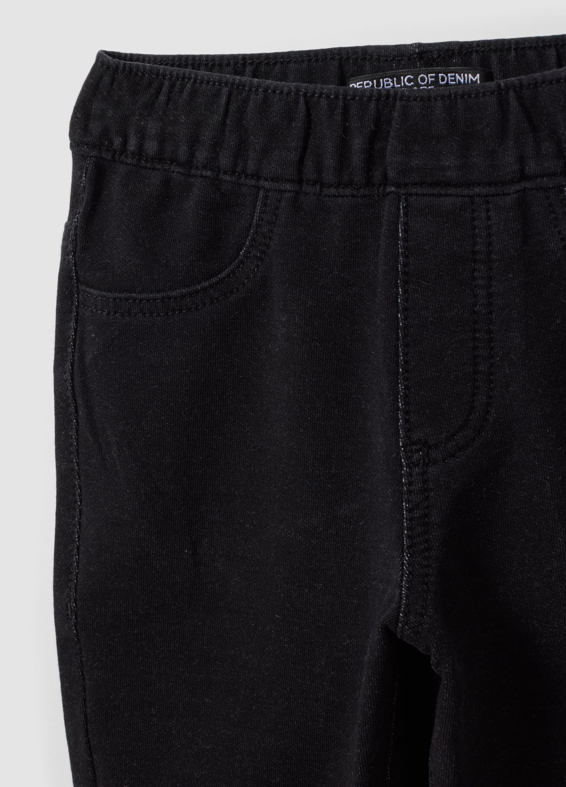 Girls&rsquo; black flared stretch-cotton jeggings