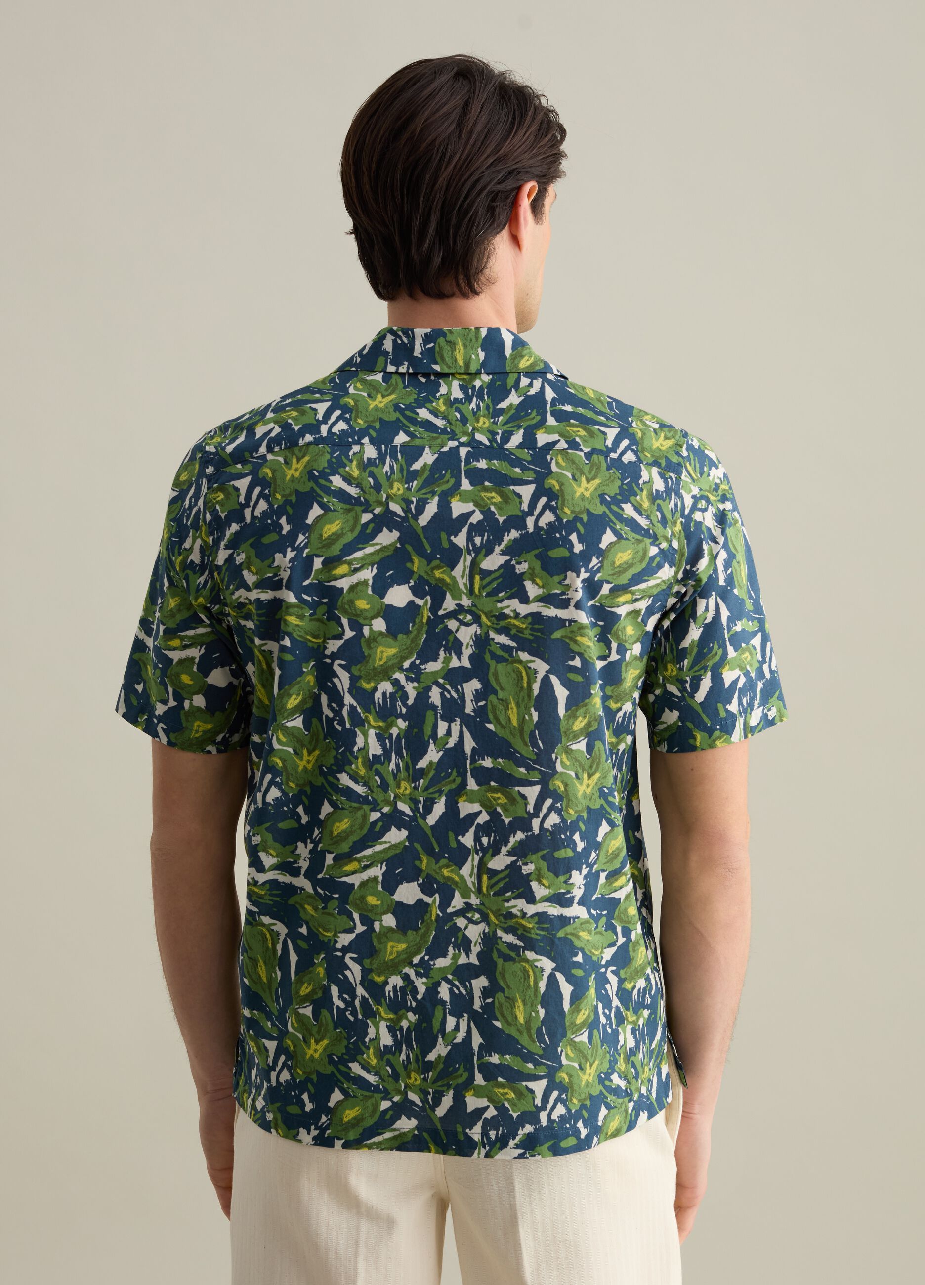 Camicia a maniche corte con stampa botanica