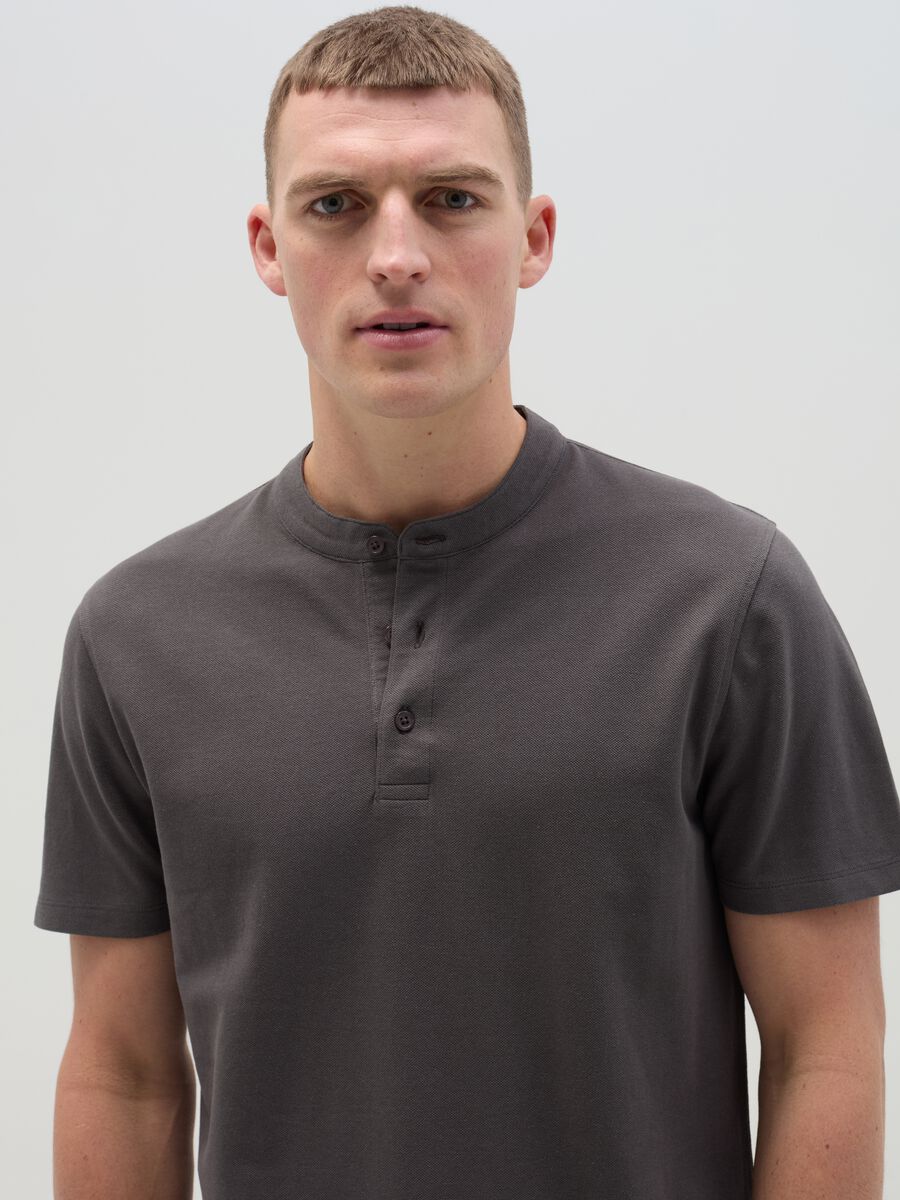 Piquet polo shirt with Mandarin collar_0