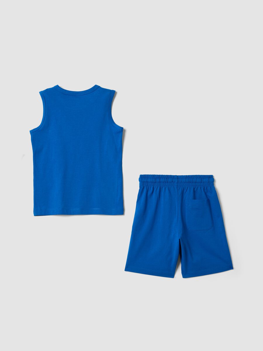 Blue pure cotton set with top and shorts_1