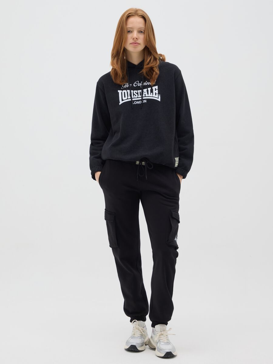Pantaloni cargo in cotone nero regular fit_0
