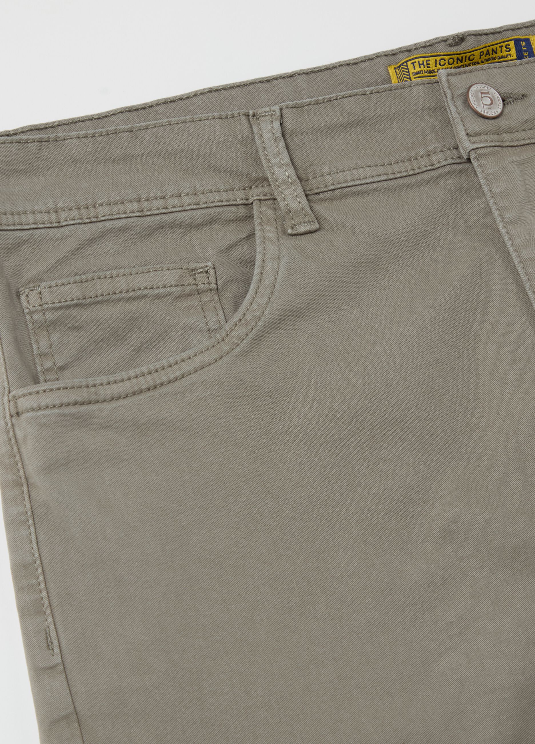 Green slim-fit trousers in stretch cotton