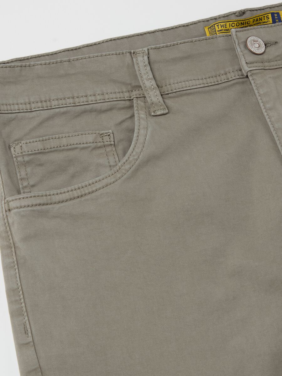 Green slim-fit trousers in stretch cotton_5