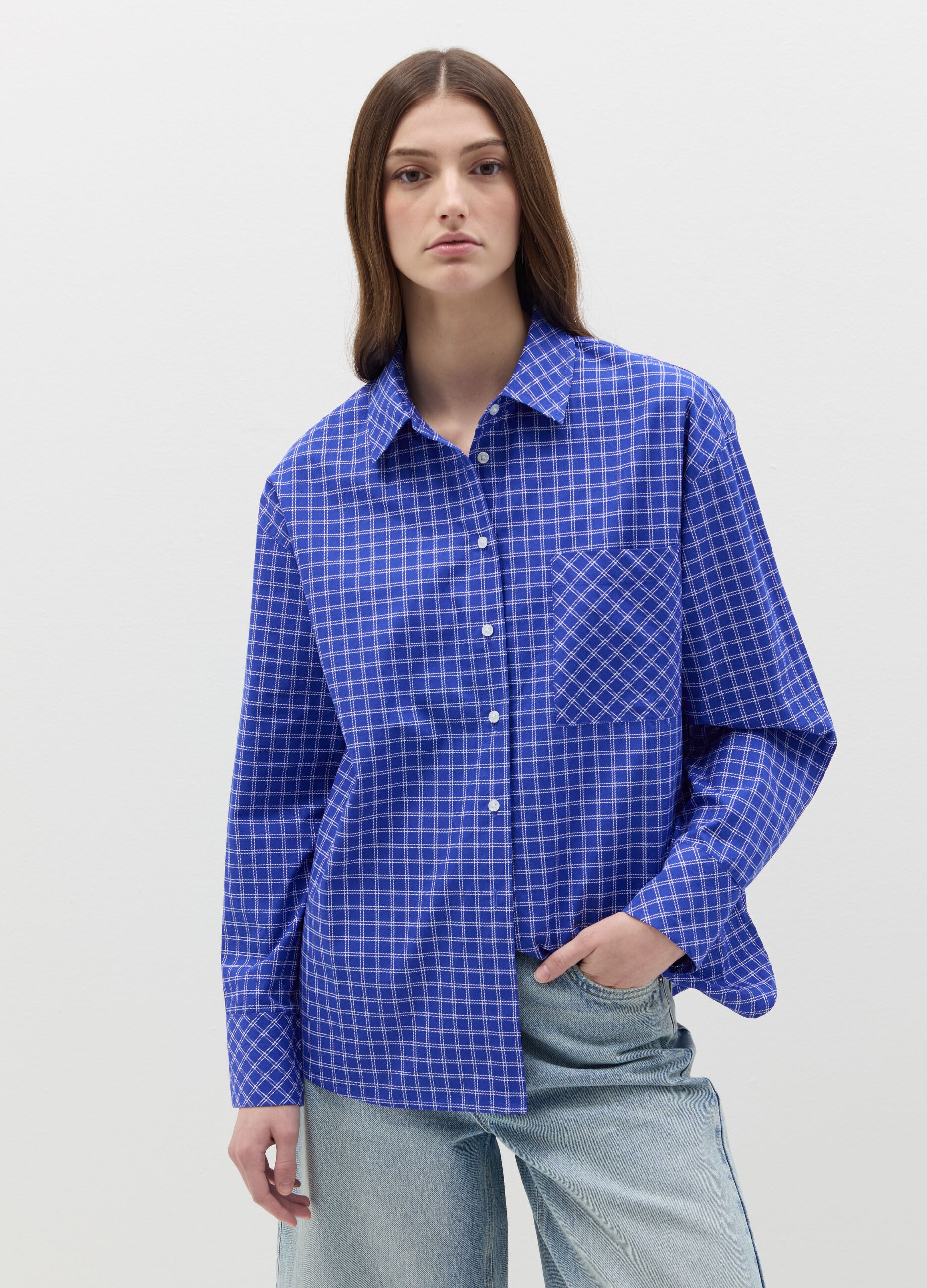 Set camicia e bralette in fantasia check