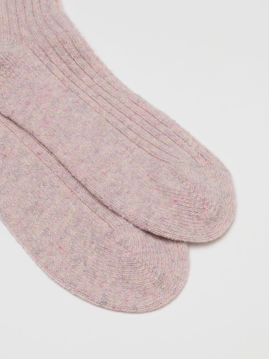 Lilac long socks in wool and silk blend_2