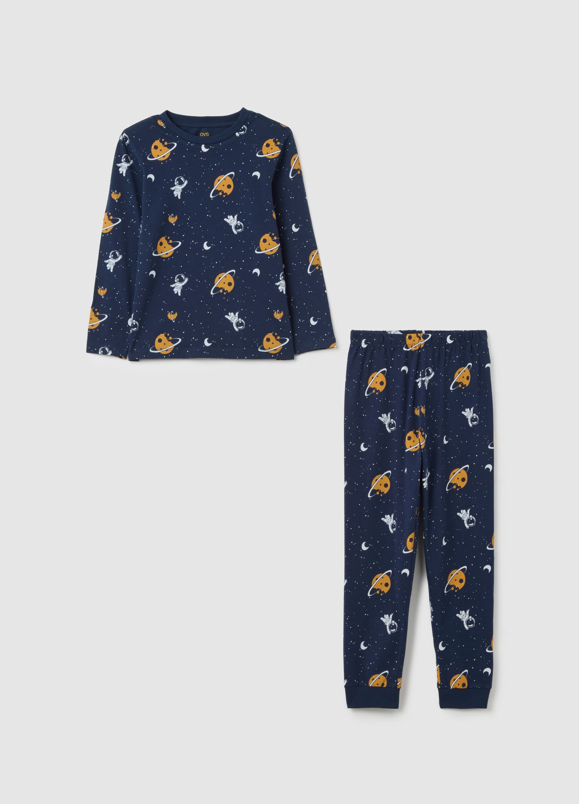 Children's blue pure cotton pyjamas with regular fit