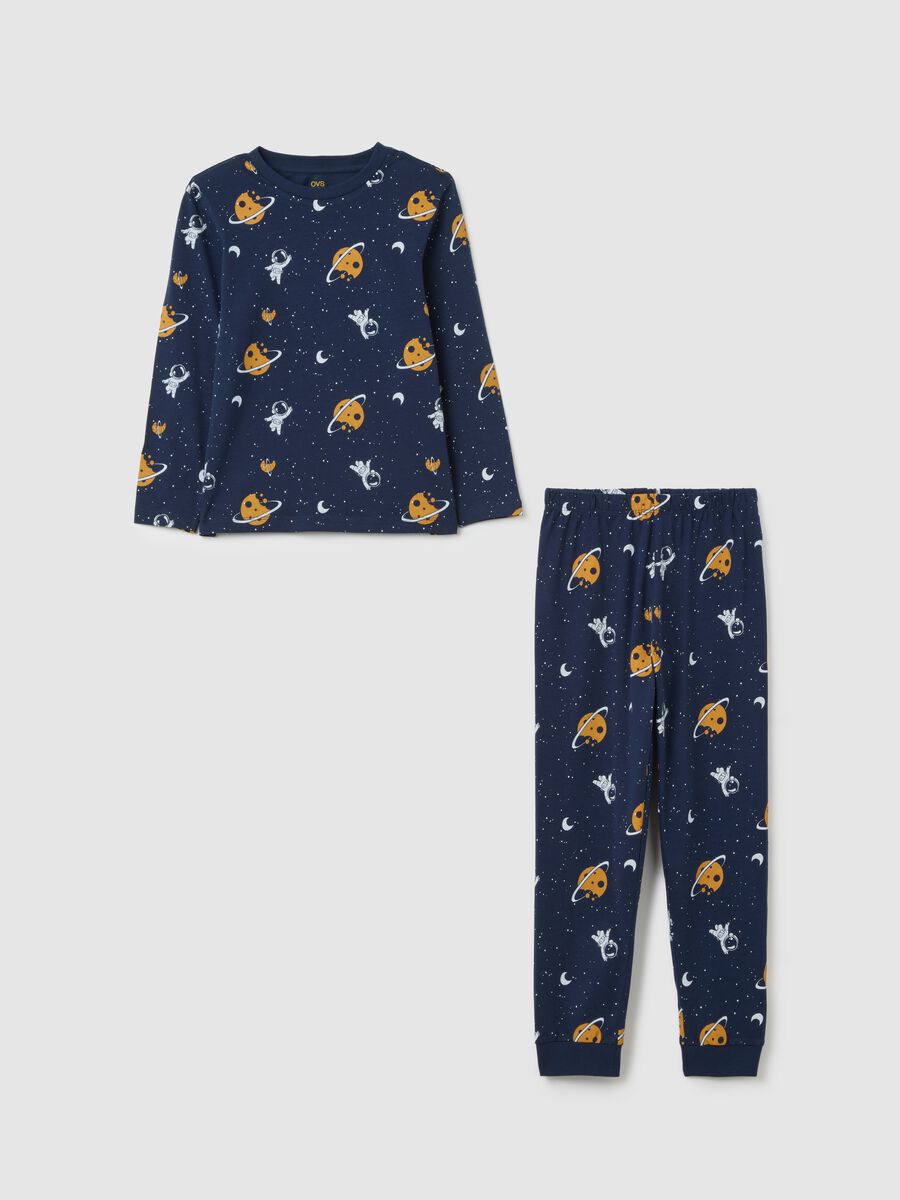 Children's blue pure cotton pyjamas with regular fit_0