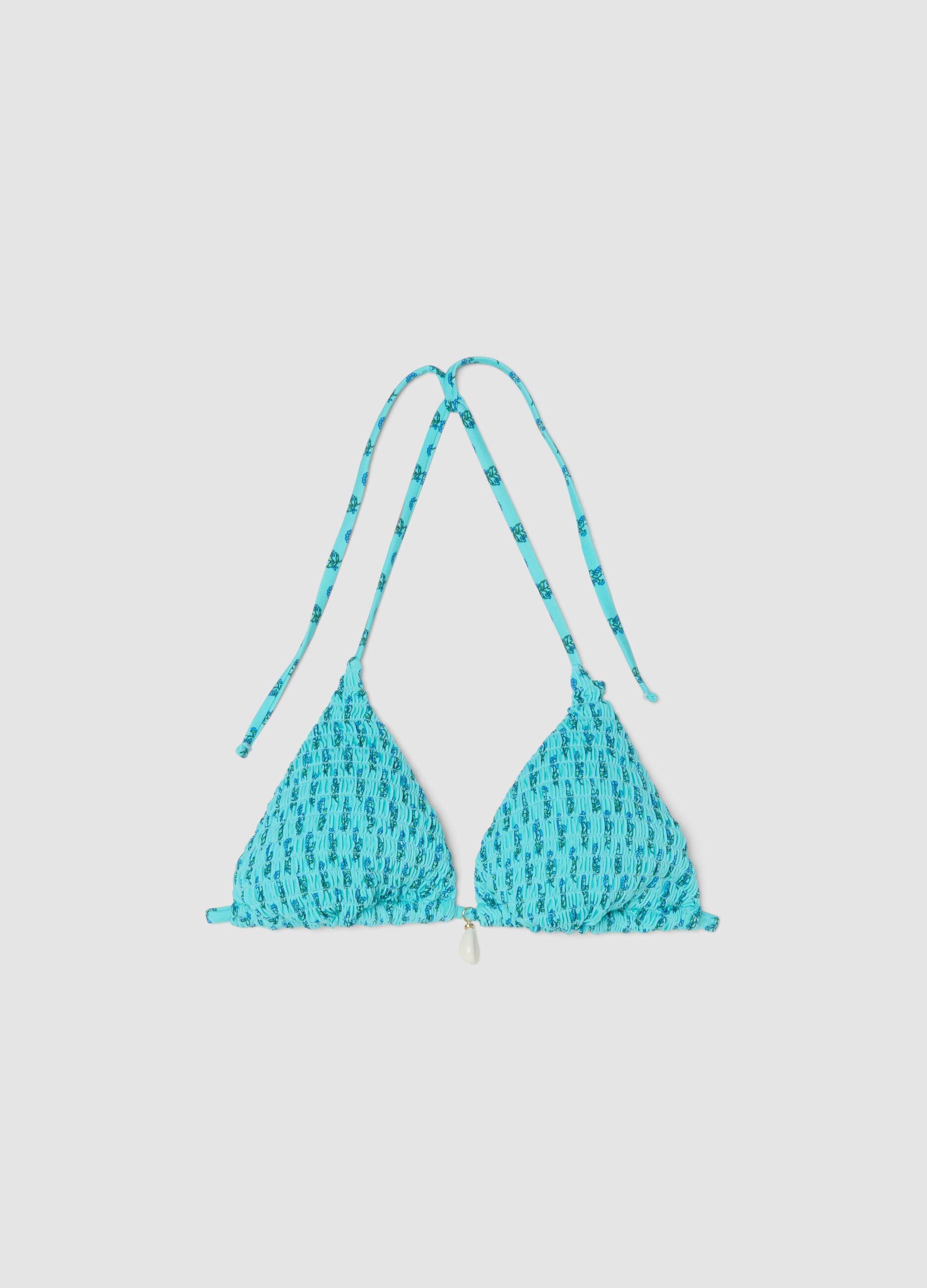 Light blue triangle bikini top in stretch fabric