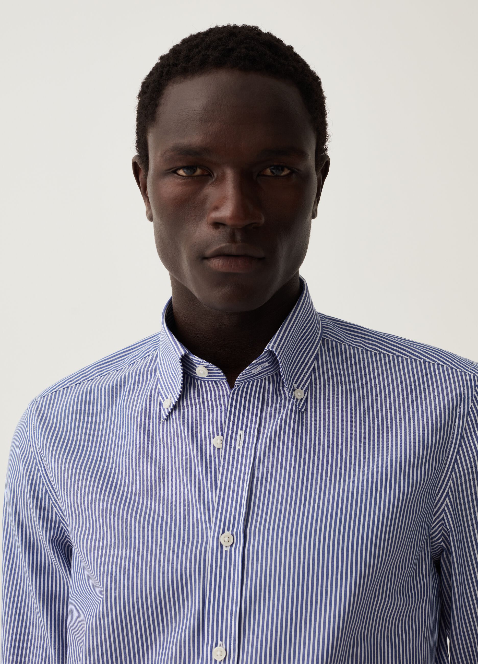 Camicia slim fit a righe button-down_0