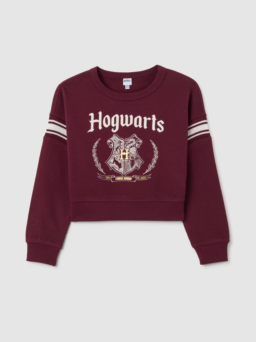 Felpa da ragazze in puro cotone rossa regular fit con stampa Hogwarts_0