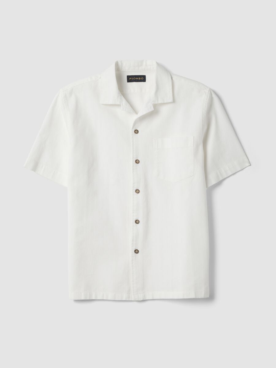 Camicia in puro cotone bianca regular fit con righe e taschino_5