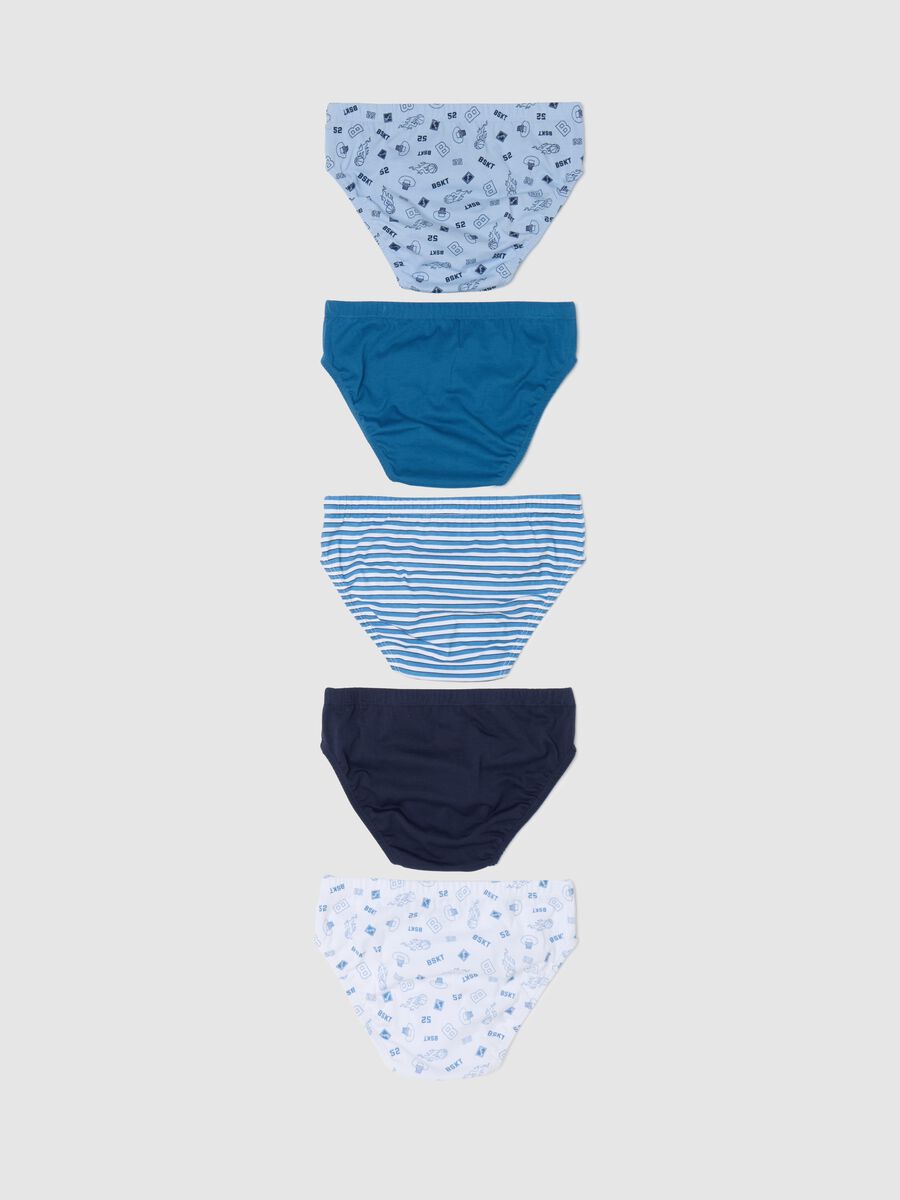 Set cinque slip in cotone righe e stampa _1