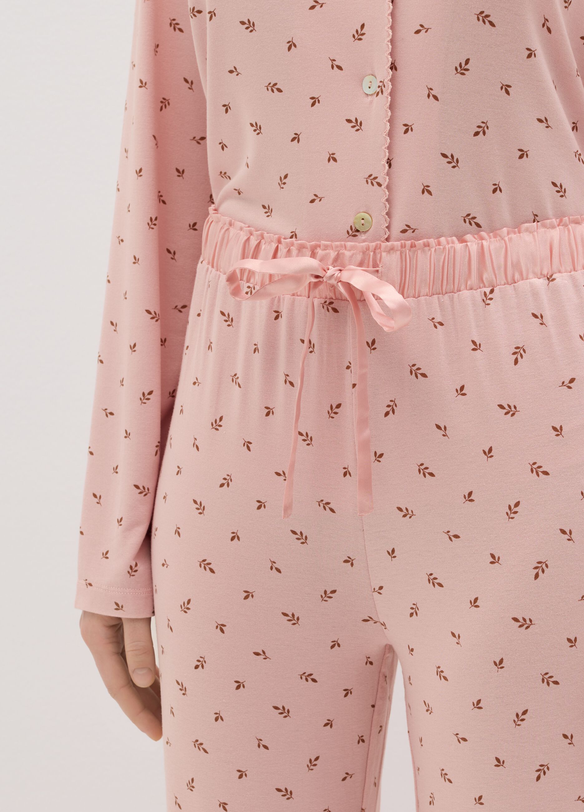 Pantalone pigiama stampa foglioline