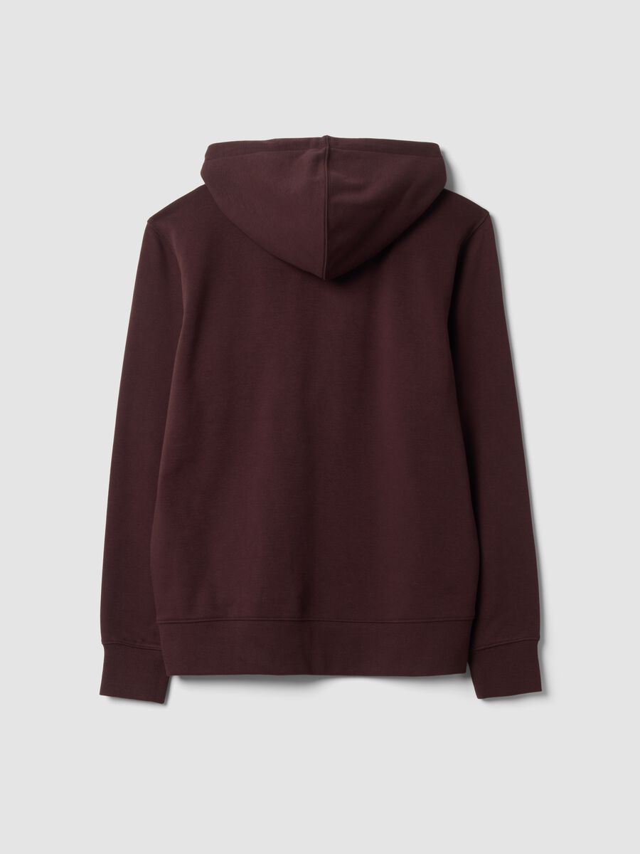 Felpa marrone in misto cotone con cappuccio e girocollo_2