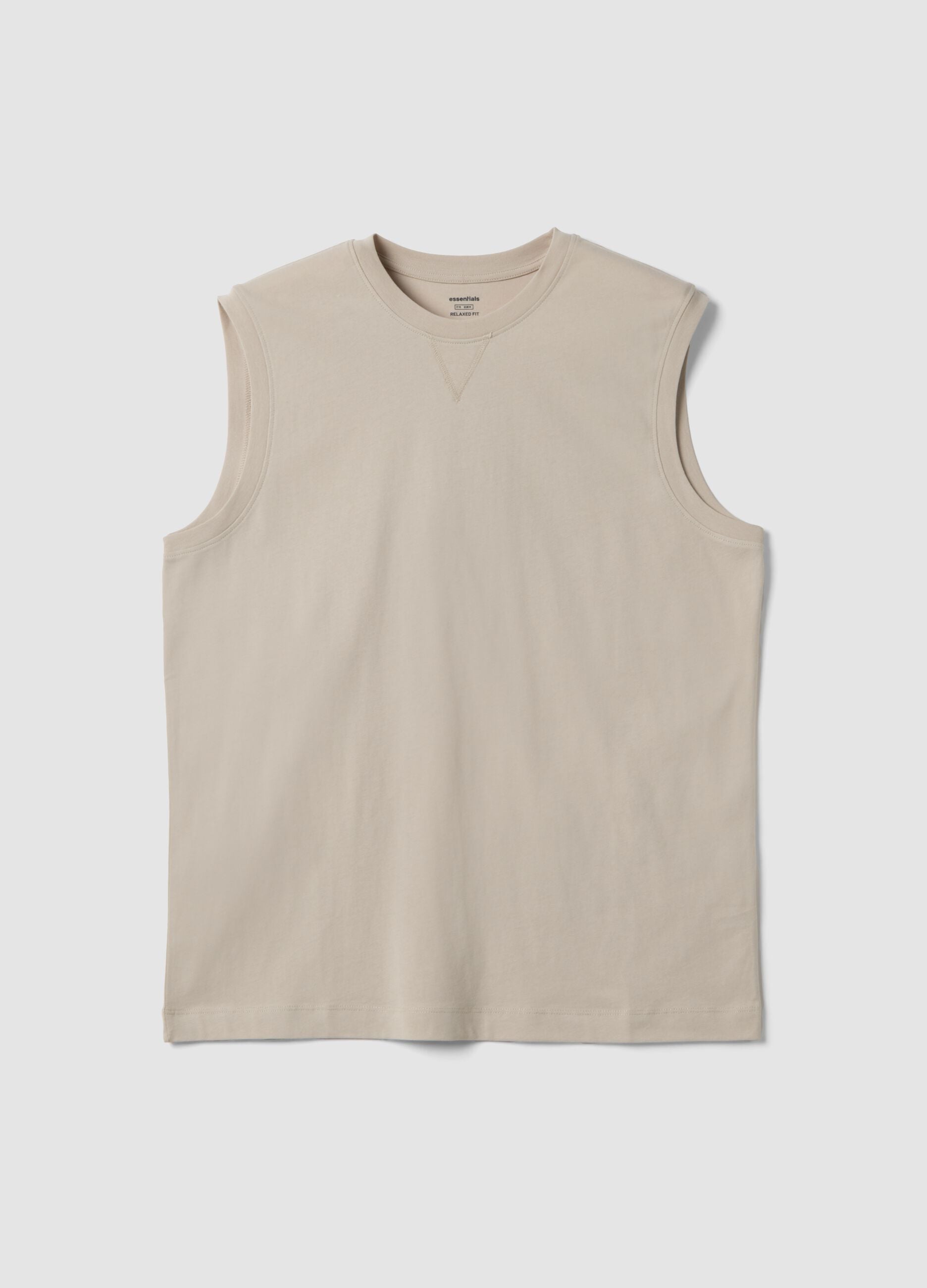 Canotta girocollo grigia in puro cotone relaxed fit