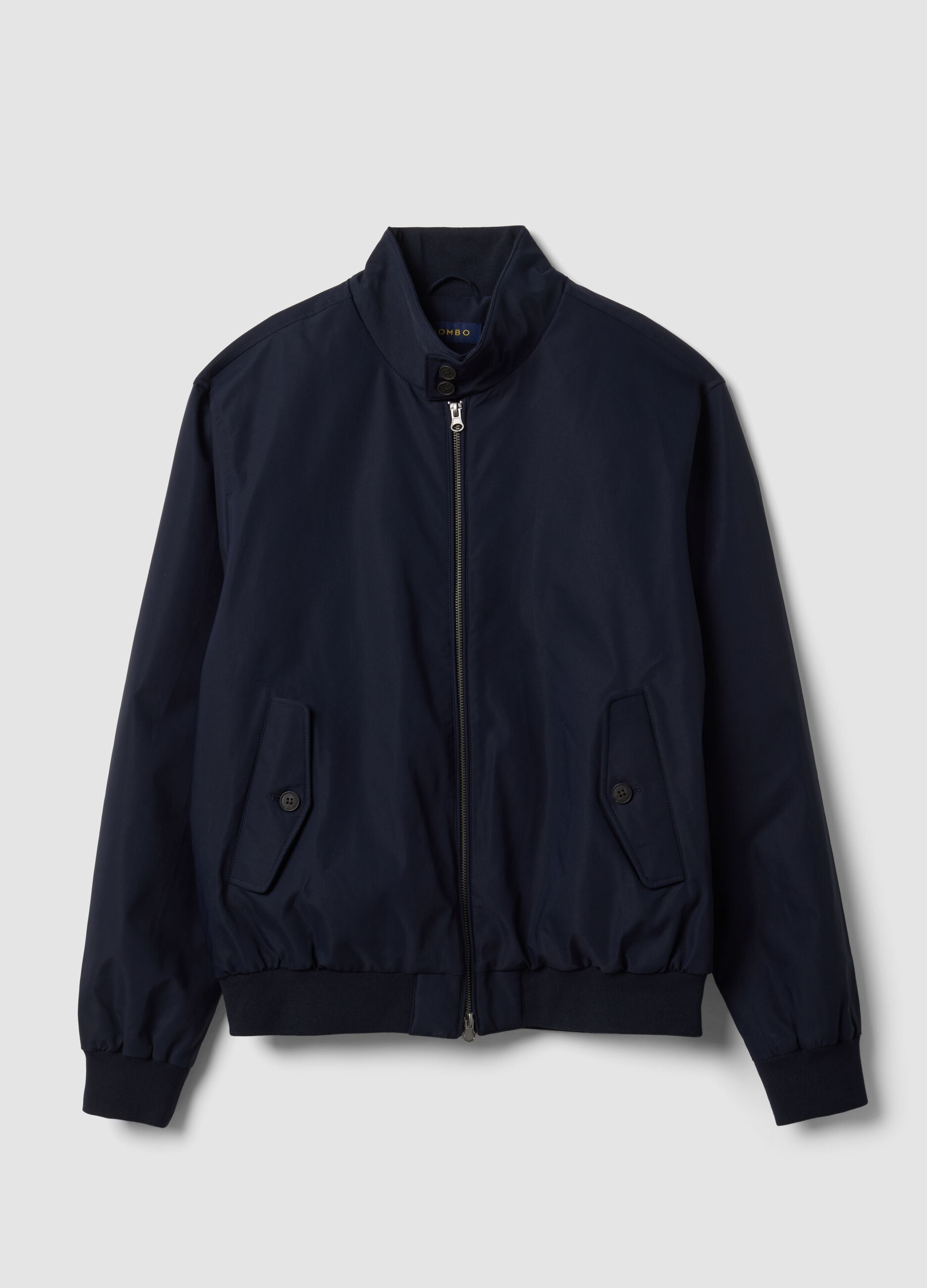 Navy blue regular-fit jacket with zip and high collar